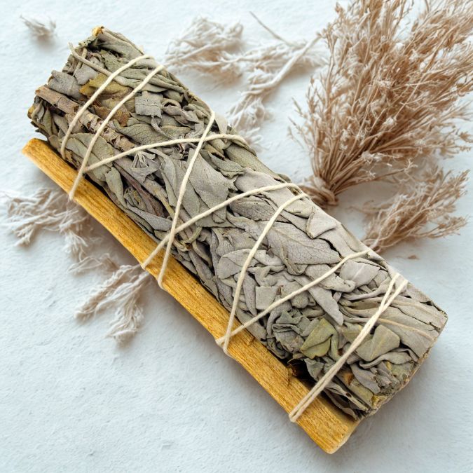 White sage+palo santo Valge salvei tõrvik + Palo Santo pulk - Image 1