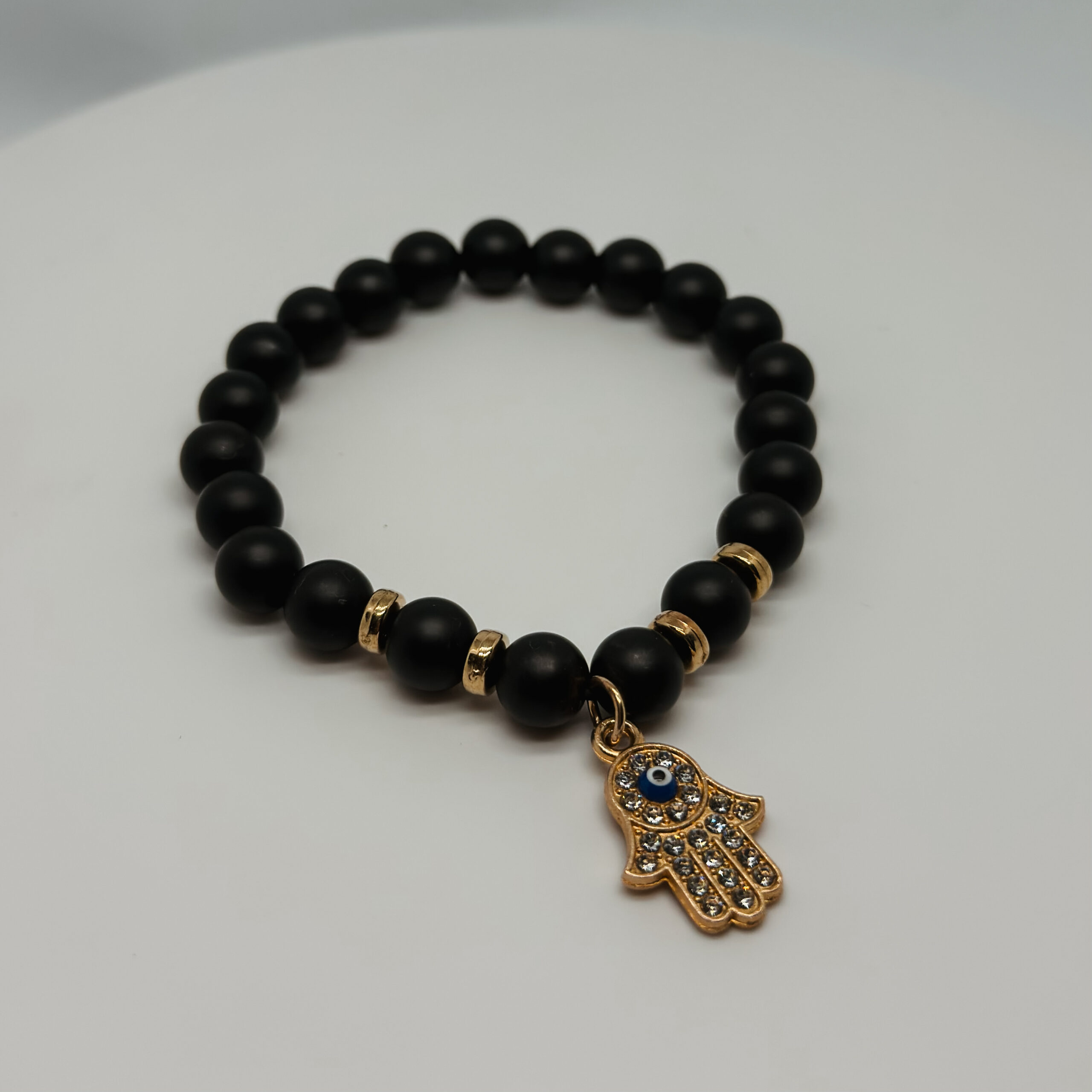 IMG_7334 Must Hamsa käevõru (must ahhaat) - Image 1